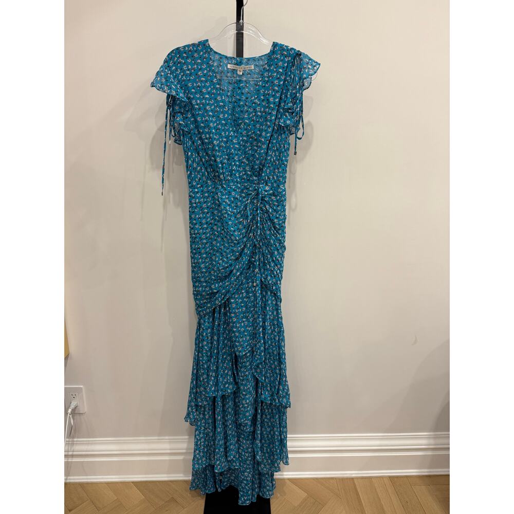 Veronica Beard Samara Floral Print Silk Ruched Maxi Dress  - US 2 - Picture 2 of 8